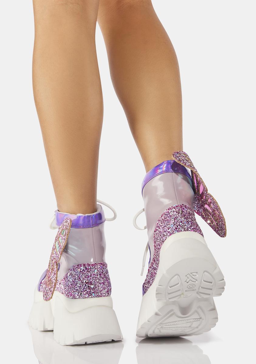 Koi Footwear Fairy Glitter Platform Boots - Purple – Dolls Kill