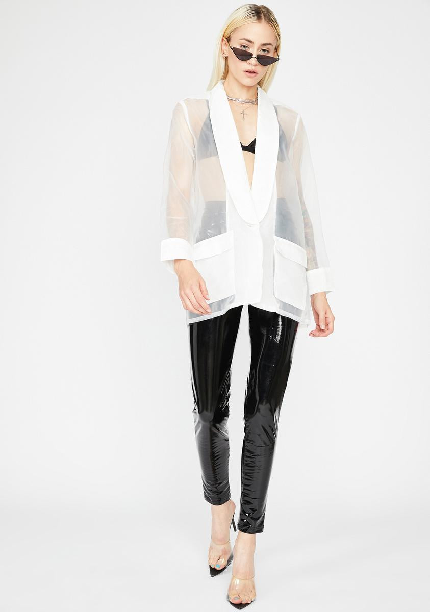 White sheer blazer new arrivals