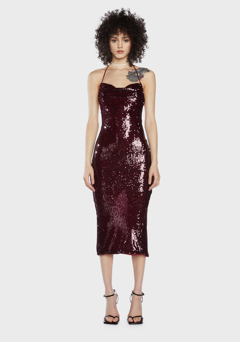 Sequin Halter Maxi Dress