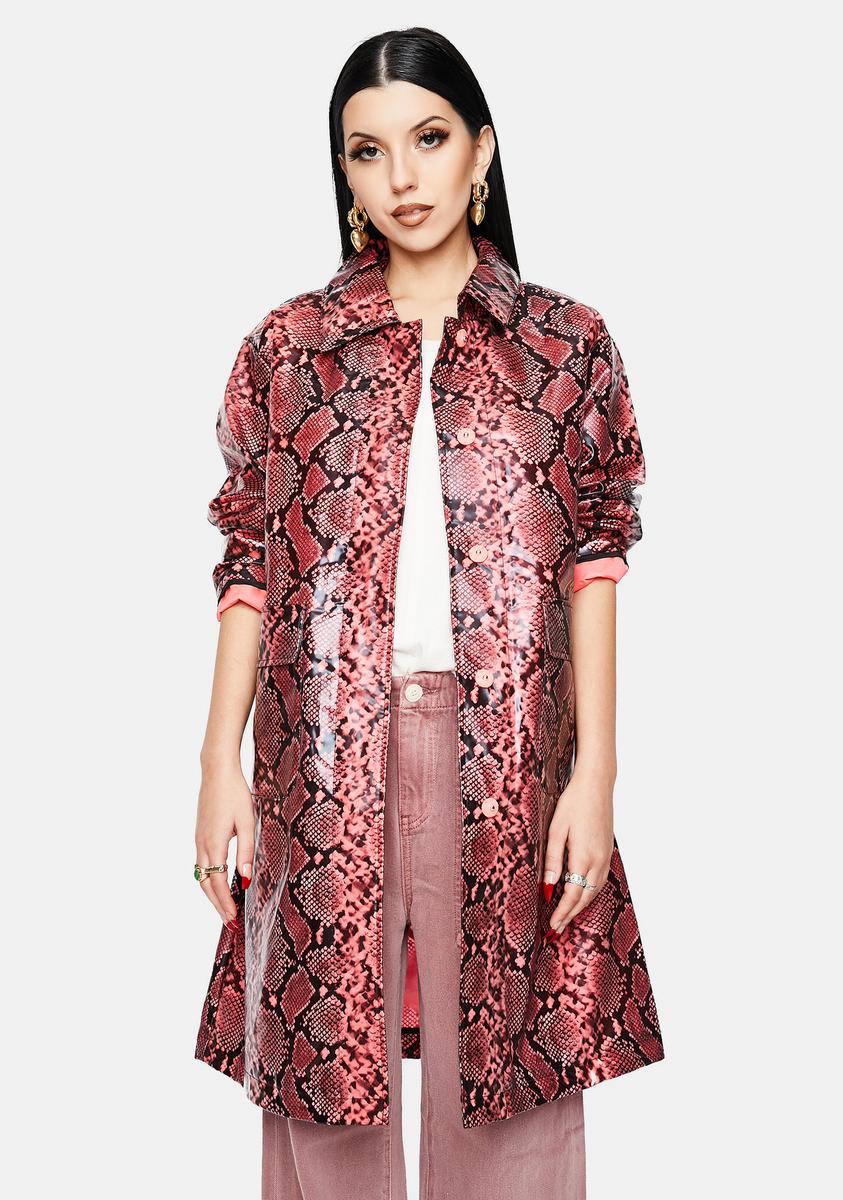 Fluo Pink Maya Snakeskin Trench Coat Noize Outerwear,Specials : American Fashion Style Bags On Sale Fluo Pink Maya Snakeskin Trench Coat Noize Outerwear,Specials : American Fashion Style Bags On Sale