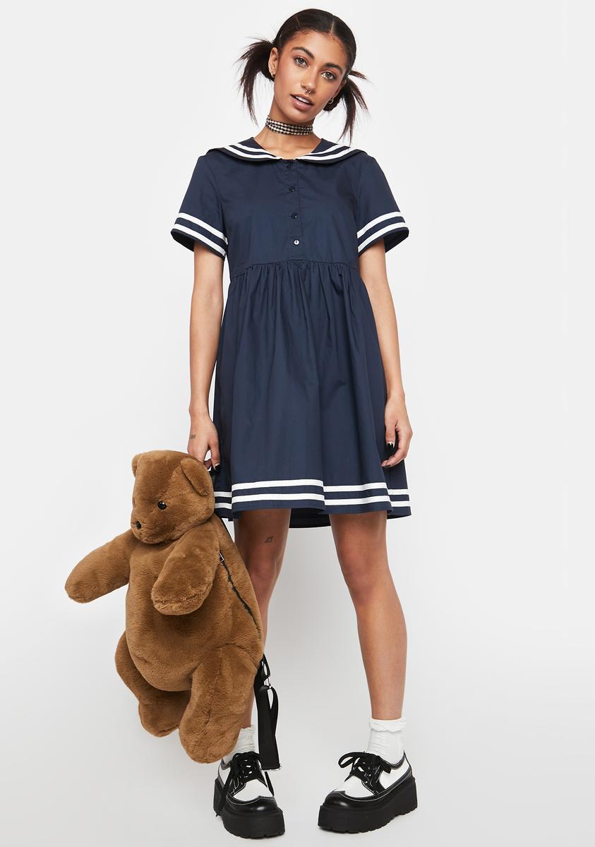 Black Friday Sailor Babydoll Dress - Blue Dolls Kill Black Friday Sailor Babydoll Dress - Blue Dolls Kill