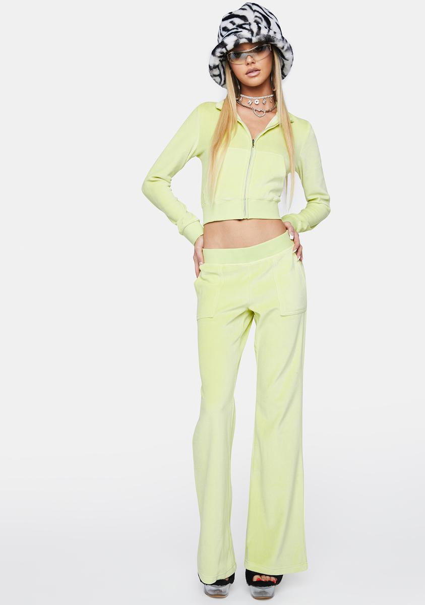 Juicy Couture Velour Crop Track Jacket - Green/Pear – Dolls Kill