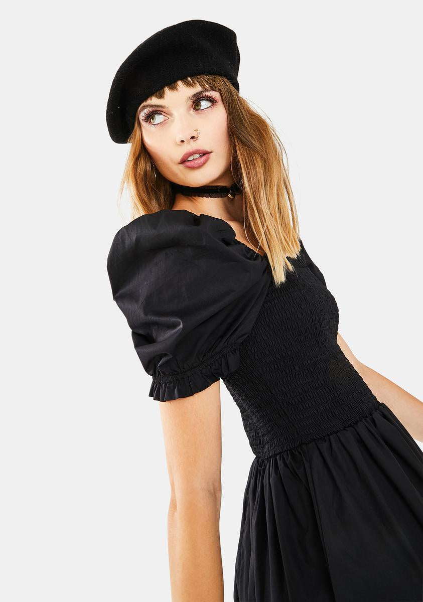 Glamorous Black Puff Sleeve Babydoll Dress – Dolls Kill