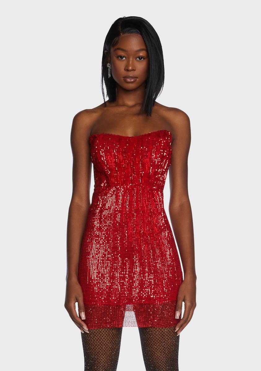 Sparkly Sequin Strapless Mini Dress