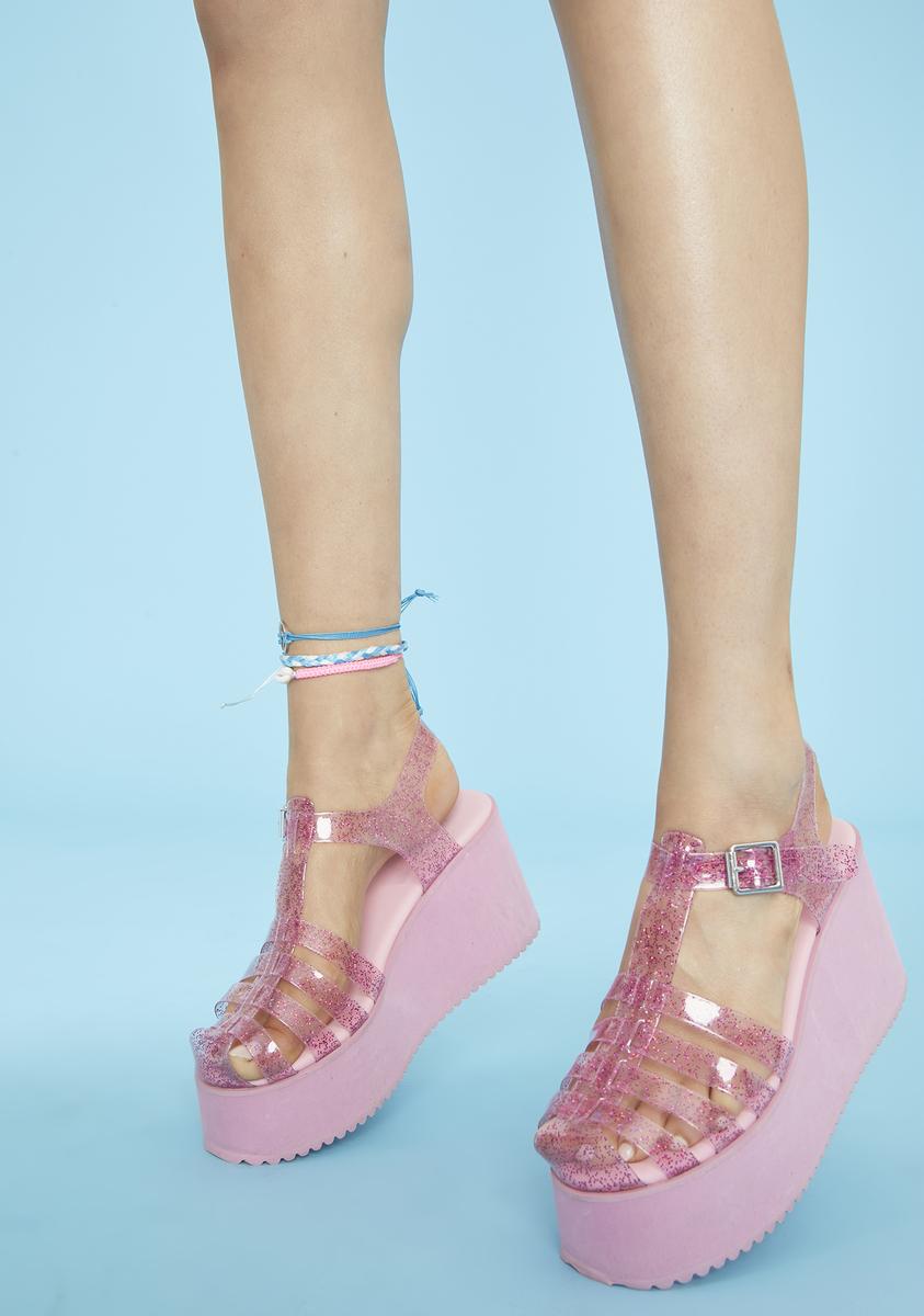 JuJu Kids Pink Glitter Jelly Sandal-292106 | Shoe Zone