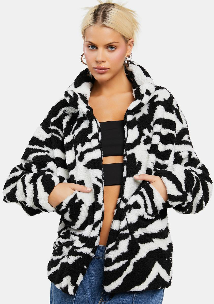 Set On You Zebra Teddy Jacket,New Products : American Fashion Style Bags On Sale