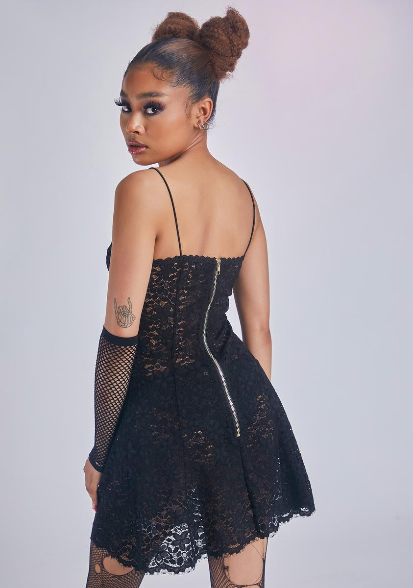 Lace Slip Dress - Black Dolls Kill Lace Slip Dress - Black Dolls Kill
