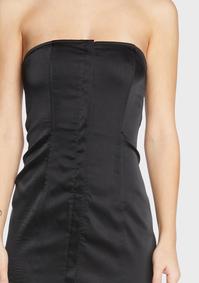 knee length dresses for ladies Lioness Satin Strapless Corset Mini Dress