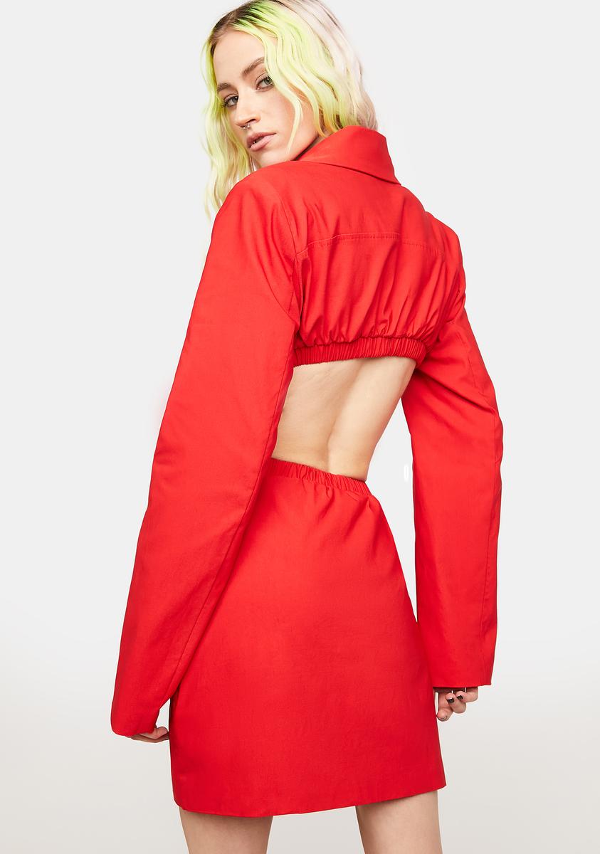 red cut out blazer dress Blazer Dress With Cut Out Back