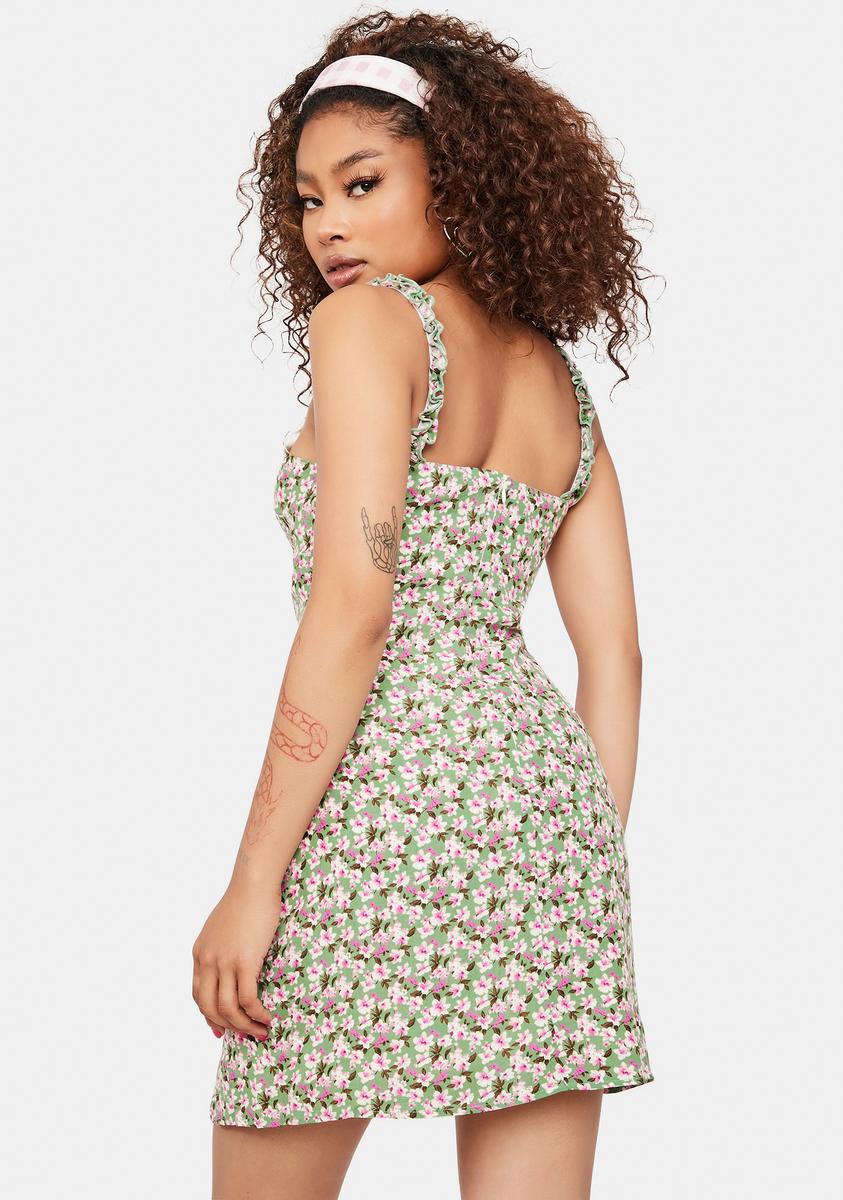 Floral Tank Mini Dress - Green Dolls Kill Floral Tank Mini Dress - Green Dolls Kill