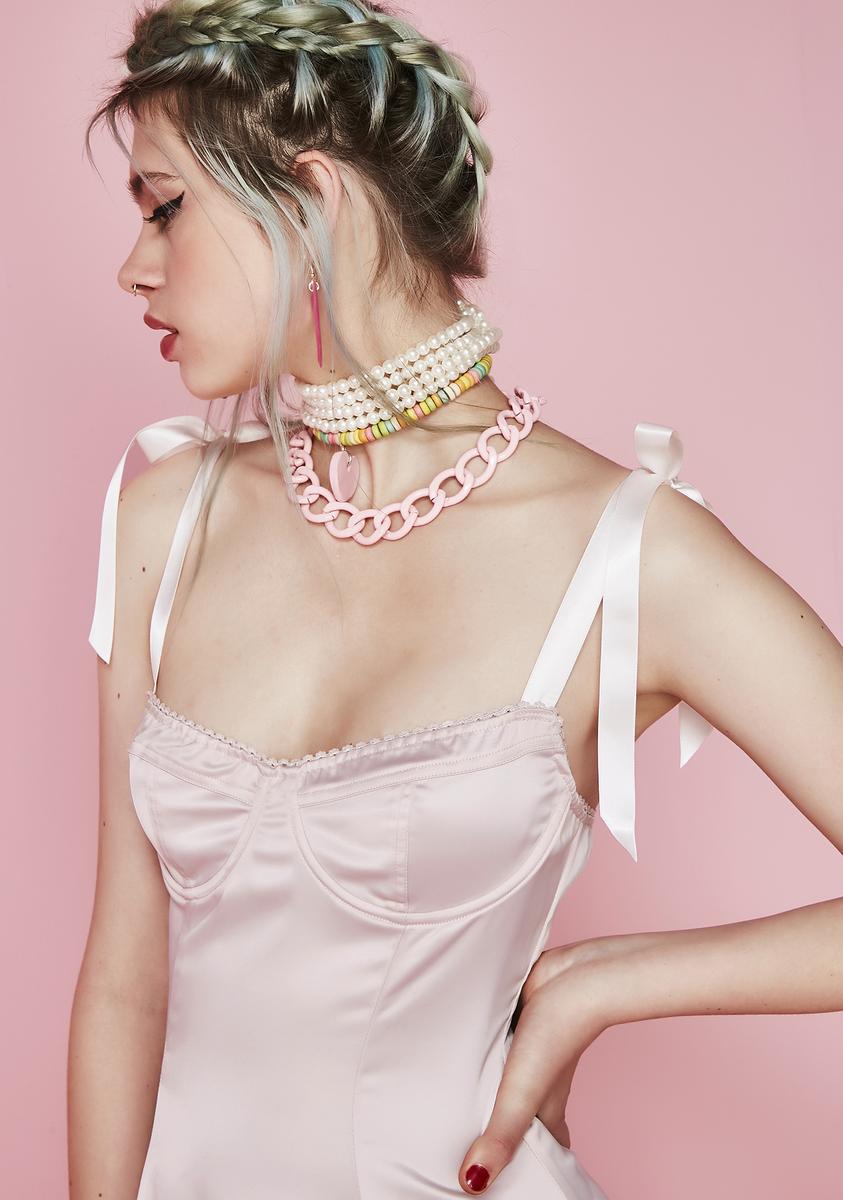 dolls kill pink satin dress Sugar Thrillz Satin Bow Mini Dress