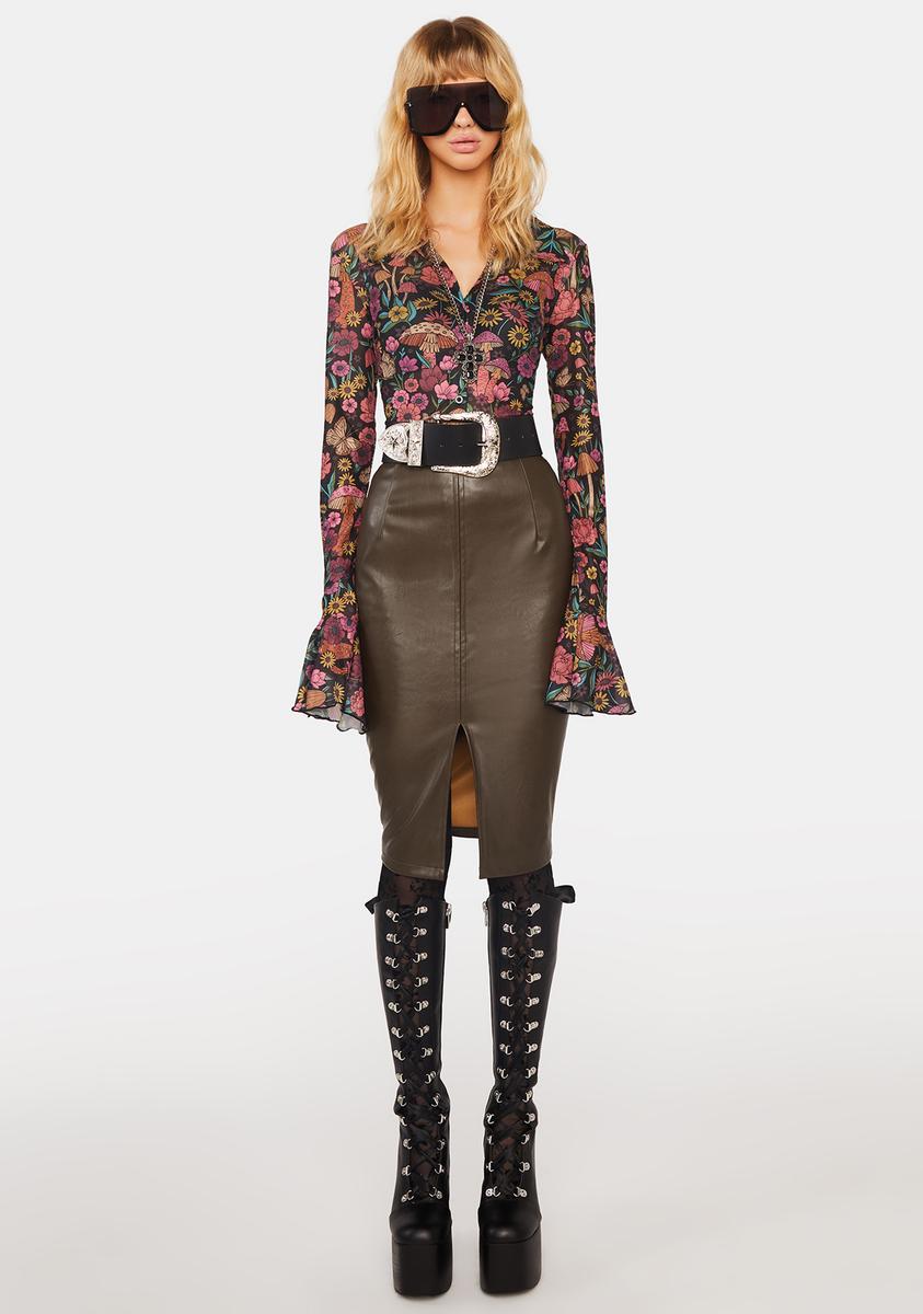 Current Mood Floral Mushroom Sheer Blouse Current Mood Floral Mushroom Sheer Blouse