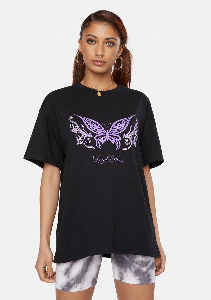 Butterfly Tattoo Graphic Tee Local Heroes,All Products : American Fashion Style Bags On Sale