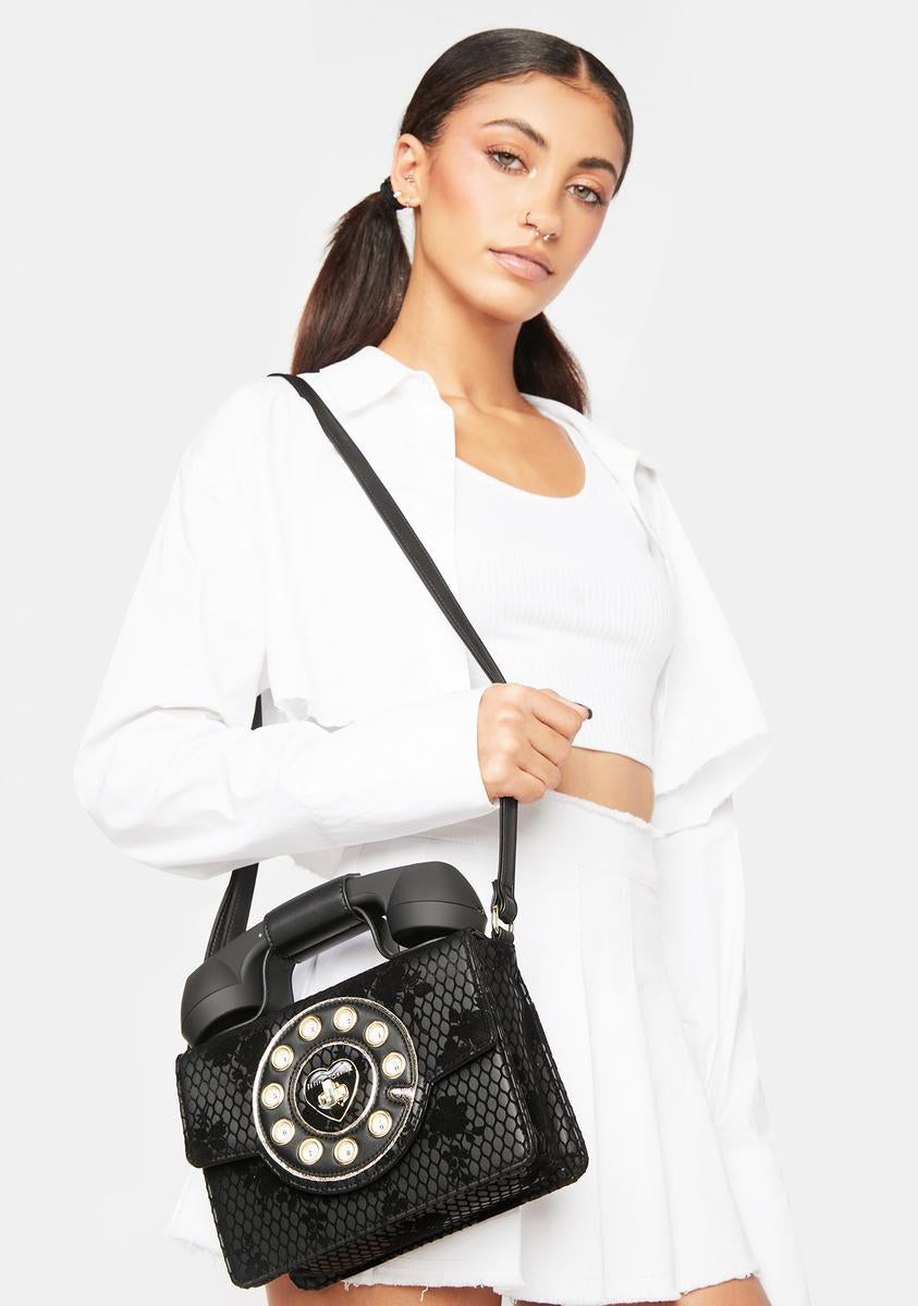 Betsey Johnson Telephone Crossbody Bag Black – Dolls Kill