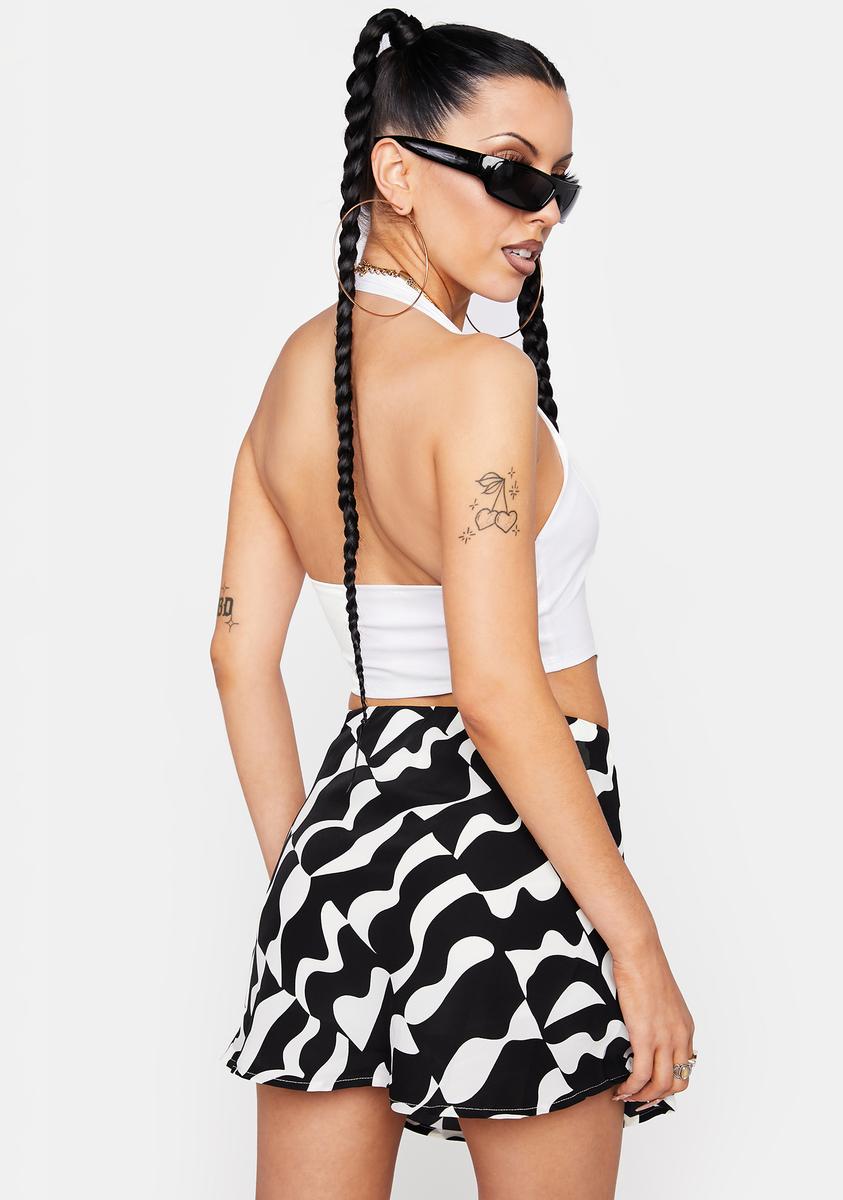 Printed Fit And Flare Mini Skirt Black White Dolls Kill