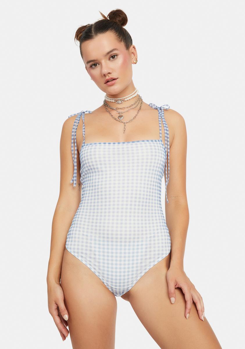 Be My Friend Gingham Bodysuit,All Products : American Fashion Style Bags On Sale