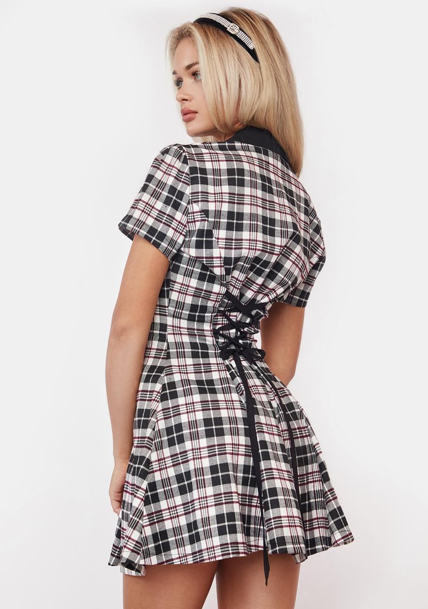 Current Mood Plaid Button Up Shirt Dress - Wine – Dolls Kill