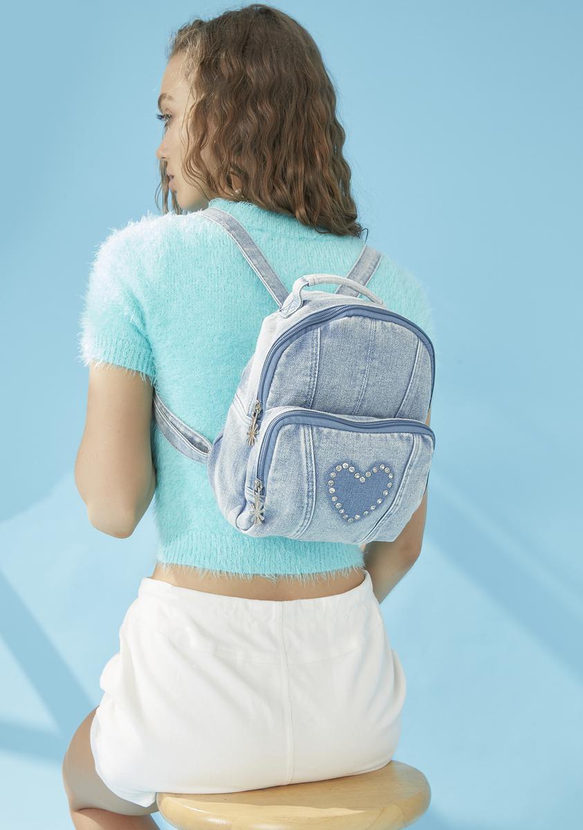 deely mini backpack Delia's Rhinestone Heart Denim Mini Backpack