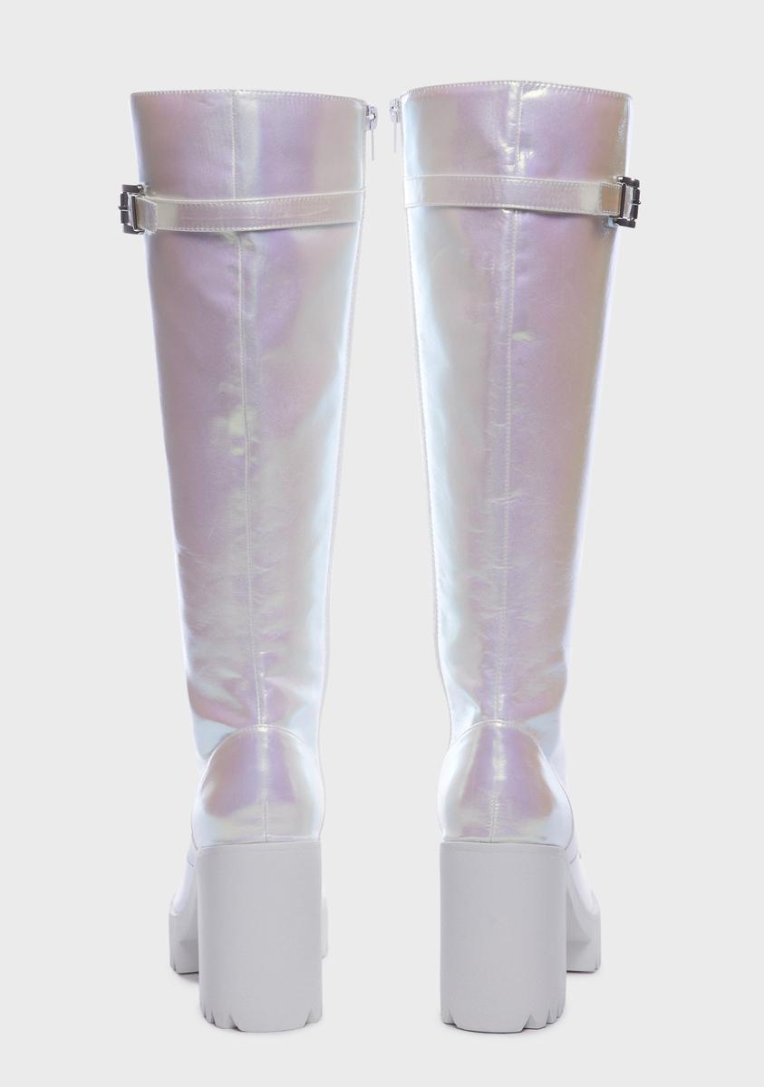 Sparkl Fairy Couture Knee High Iridescent Platform Boots