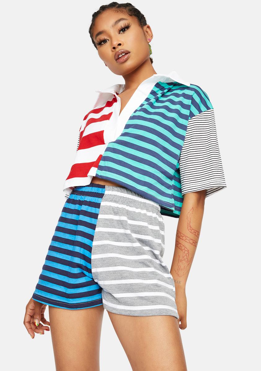 Never Basic Striped Polo Set,New Products : American Fashion Style Bags On Sale