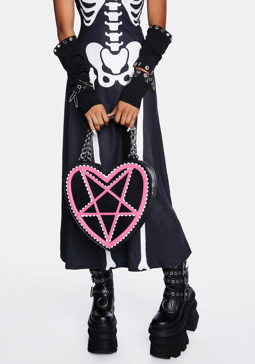 Pink Pentagram Heart Shaped Handbag