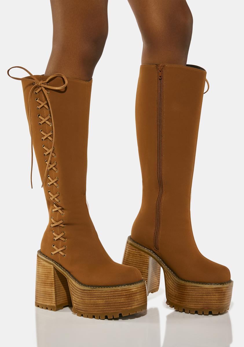 Australia Luxe Collective Faux Suede Boots - Brown – Dolls Kill