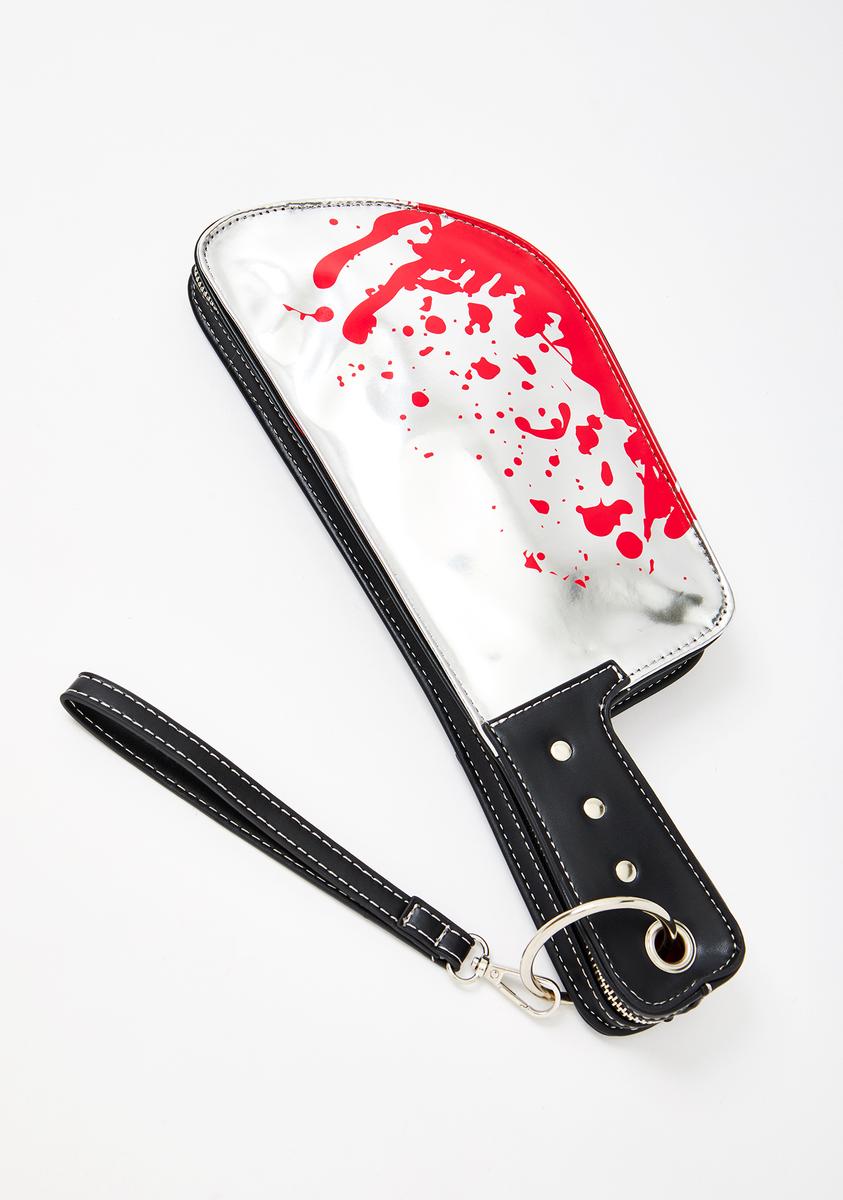 Halloween Dolls Kill Bloody Machete Clutch Bag Silver