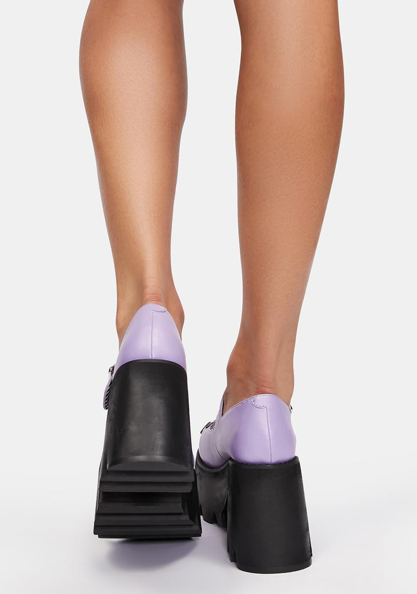 Trickz N' Treatz Jack O Lantern Platform Mary Janes - Purple