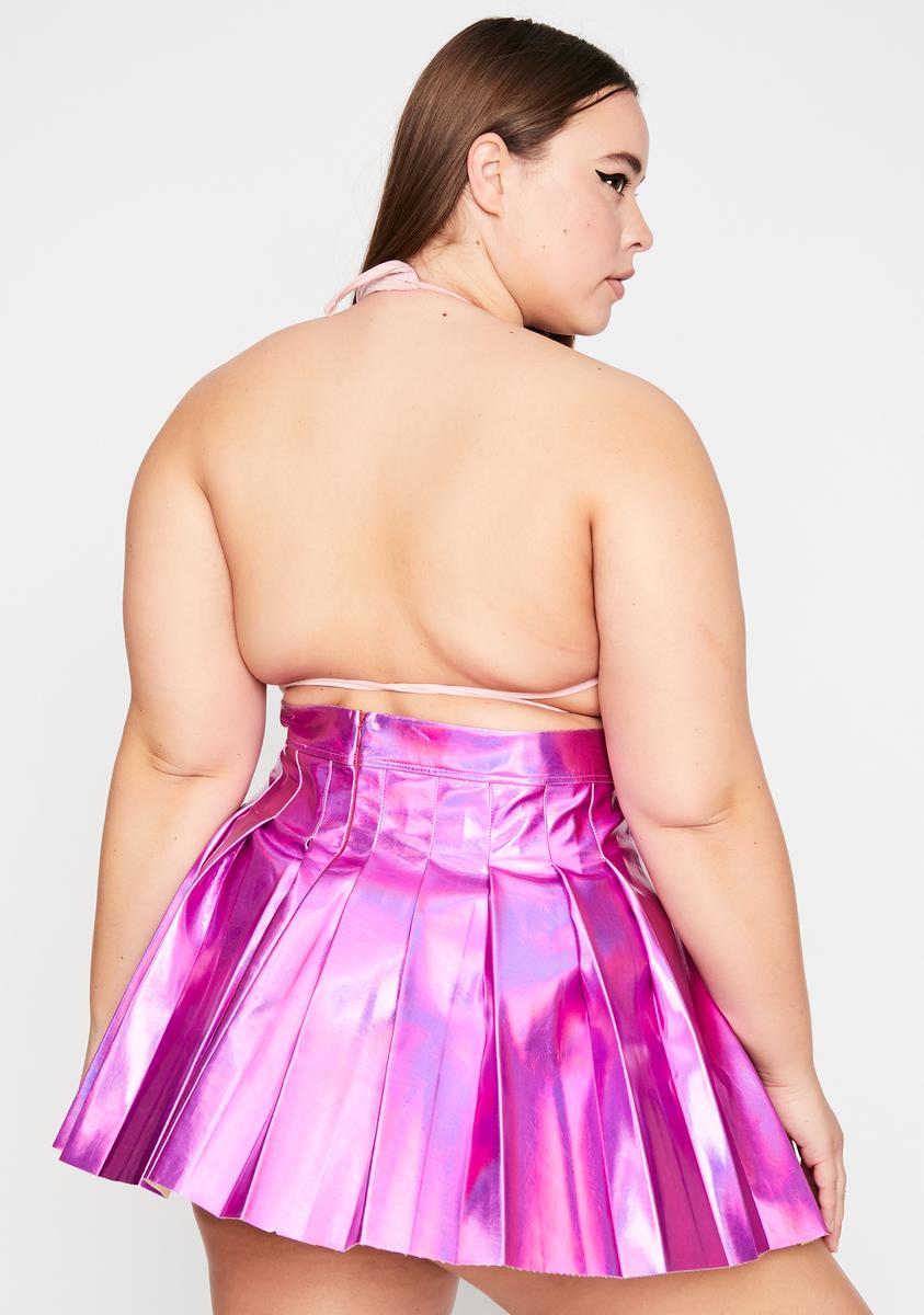 Pink Pleated Skirt Pink Metallic Skirt Outfit Plus Size Metallic