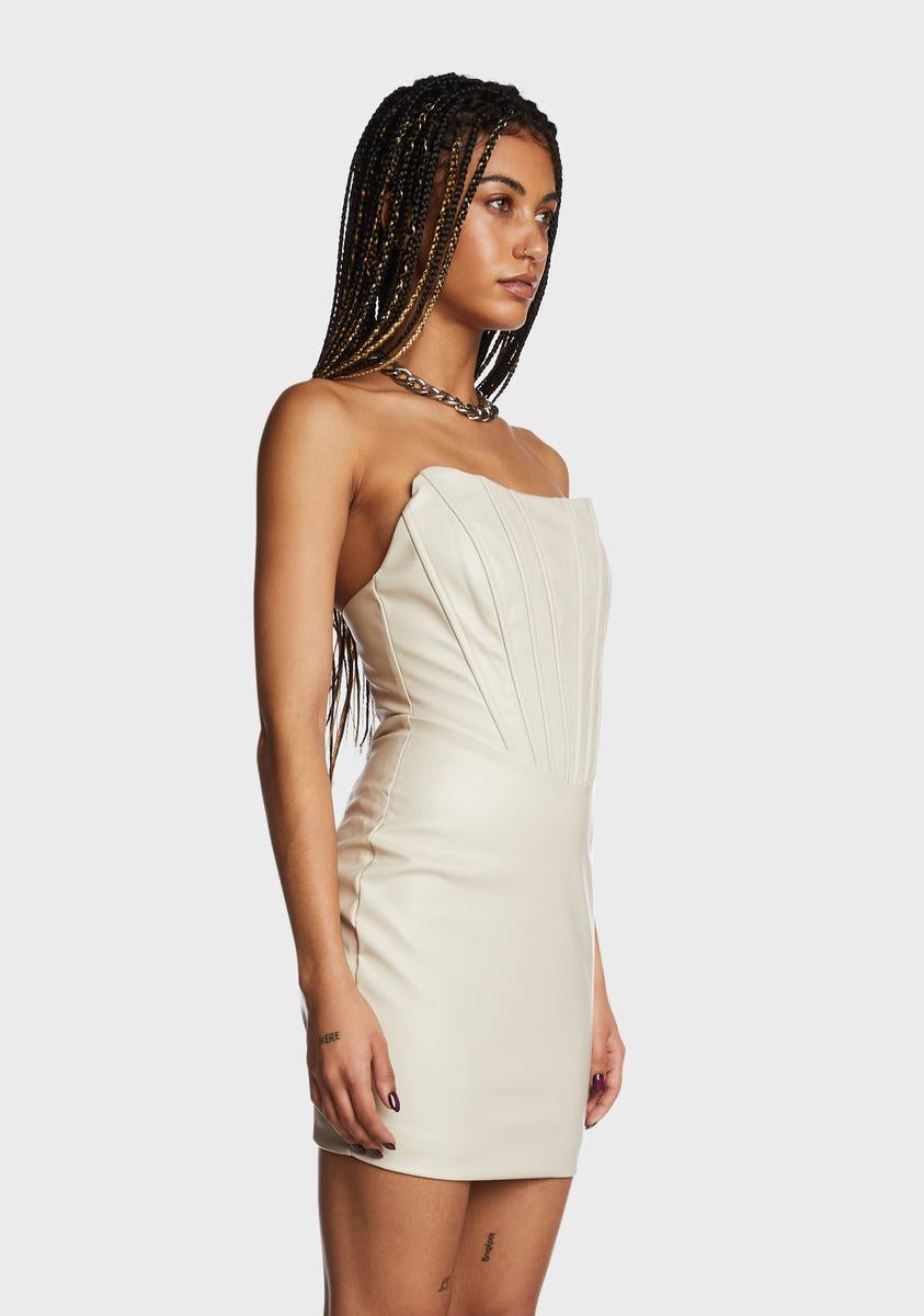 Vegan Leather Corset Bodycon Dress