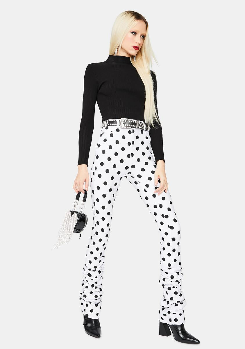 Chic Fantastic Polka Dot High Waisted Ruched Pants