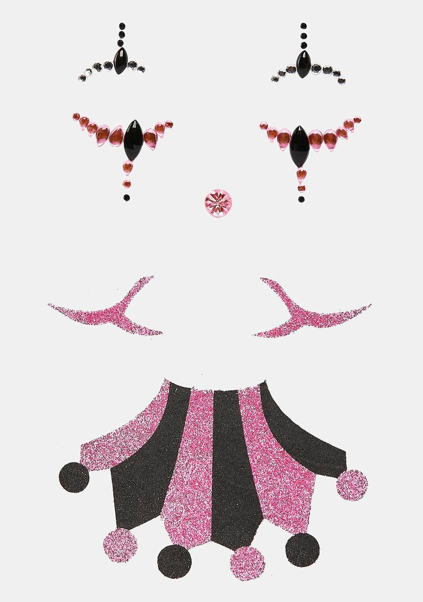 Pink Clown Face Gems & Body Stickers Set – Dolls Kill