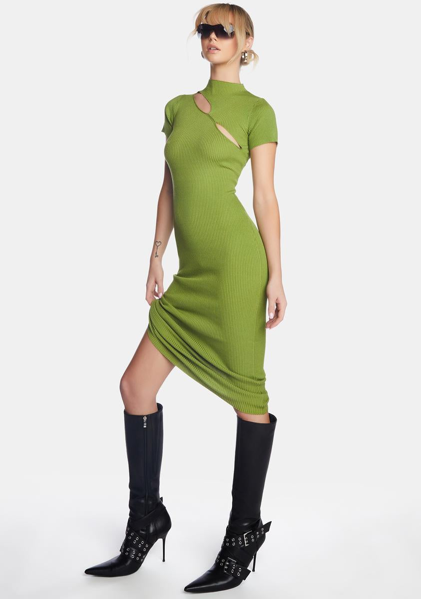green knit cut out dress ROCIO KNIT CUT OUT MIDI DRESS Mable Clothing