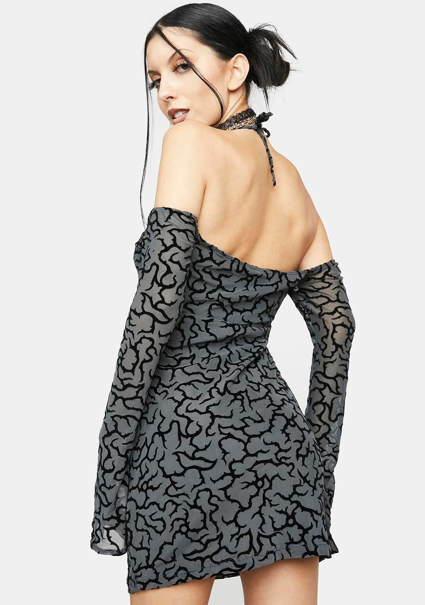 motel off shoulder dress Motel Flocked Tattoo Print Off Shoulder Dress