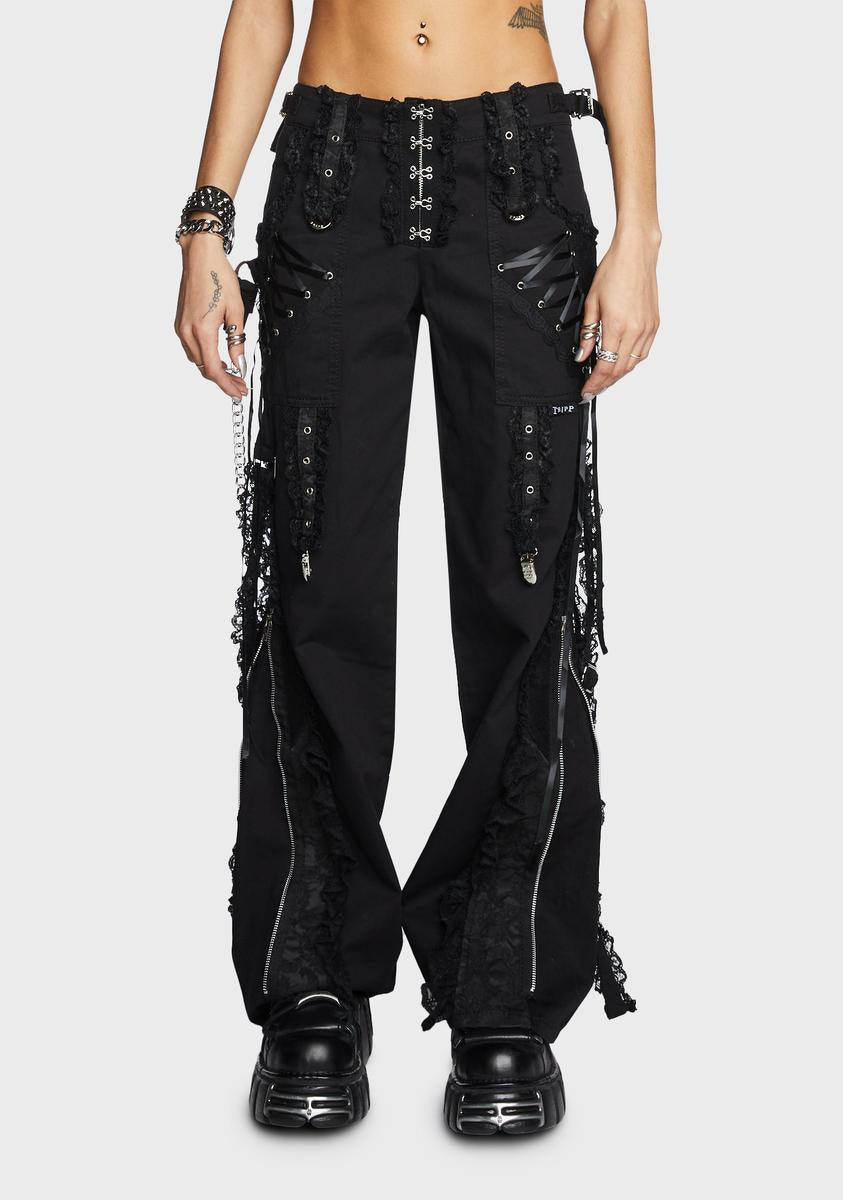Tripp NYC Twill Flared Street Pants - Black – Dolls Kill