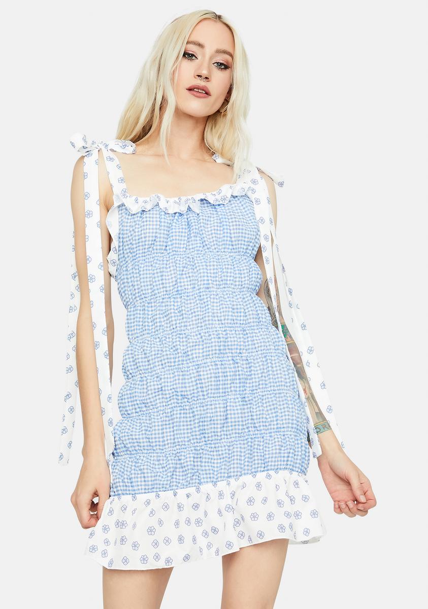 Spring Sunshine Tie Strap Smocked Sundress,Specials : American Fashion Style Bags On Sale