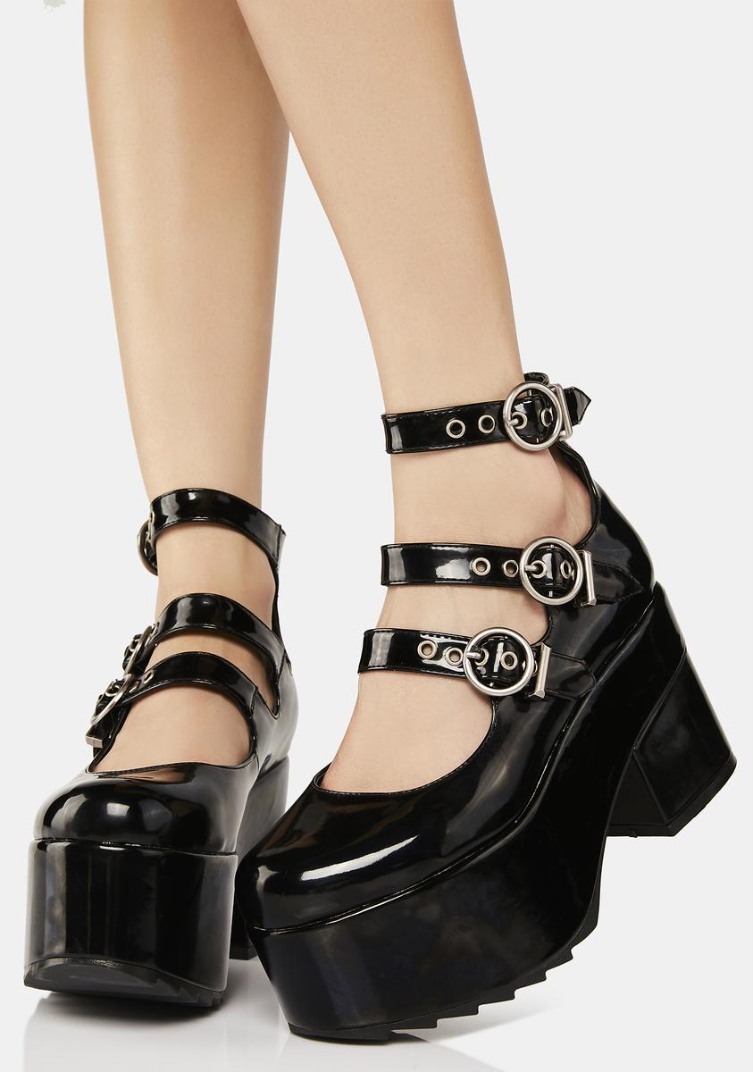 Lamoda Patent Mary Jane Platform Heels - Black – Dolls Kill