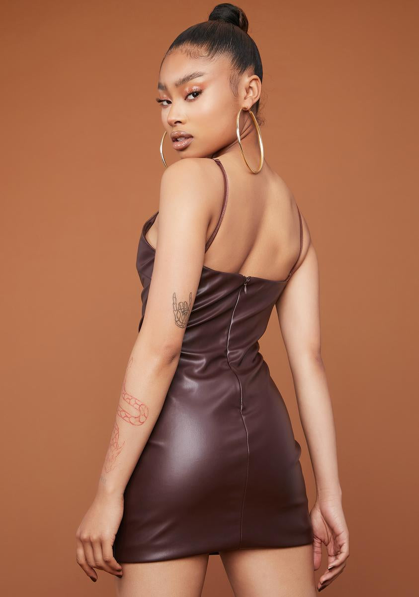 leather plunge dress Halterneck Plunge Strappy Detail Split Leg Mini Dress In Black Croc Print Faux Leather | EGO US