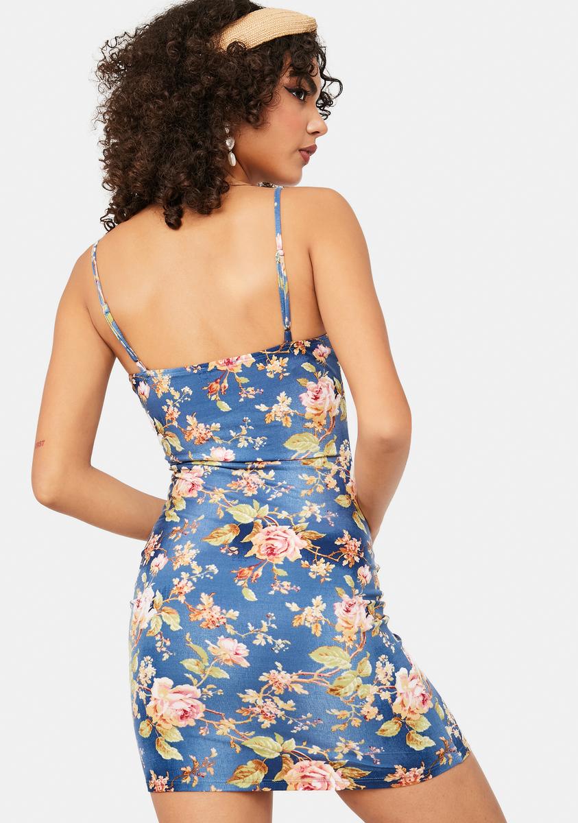 Floral Cami Strap Bodycon Mini Dress