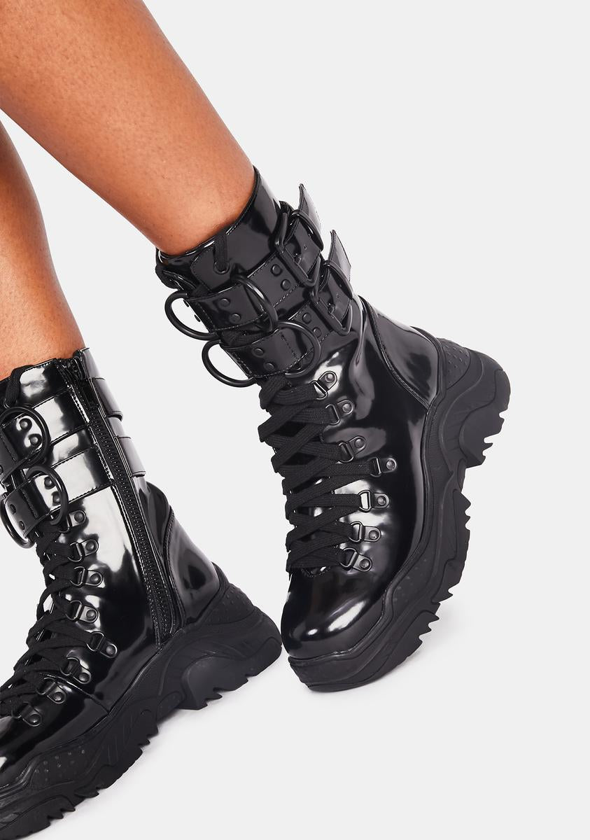Poster Grl D Ring Buckle Chunky Platform Combat Boots