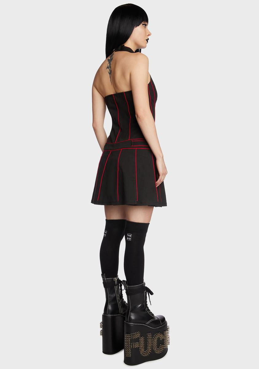 Tripp NYC Contrast Colored Button Mini Zipper Dress