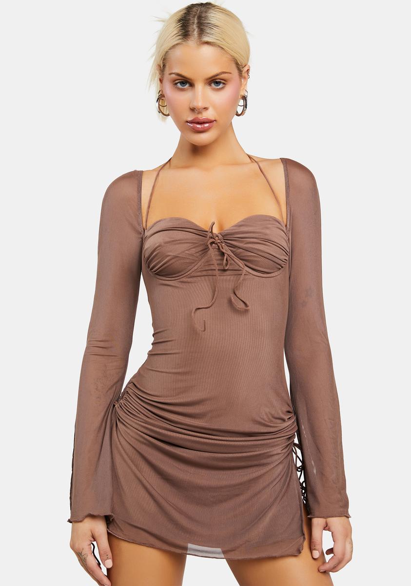 Allegra Cut-Out Mesh Slits Dress Edikted,All Products : American Fashion Style Bags On Sale
