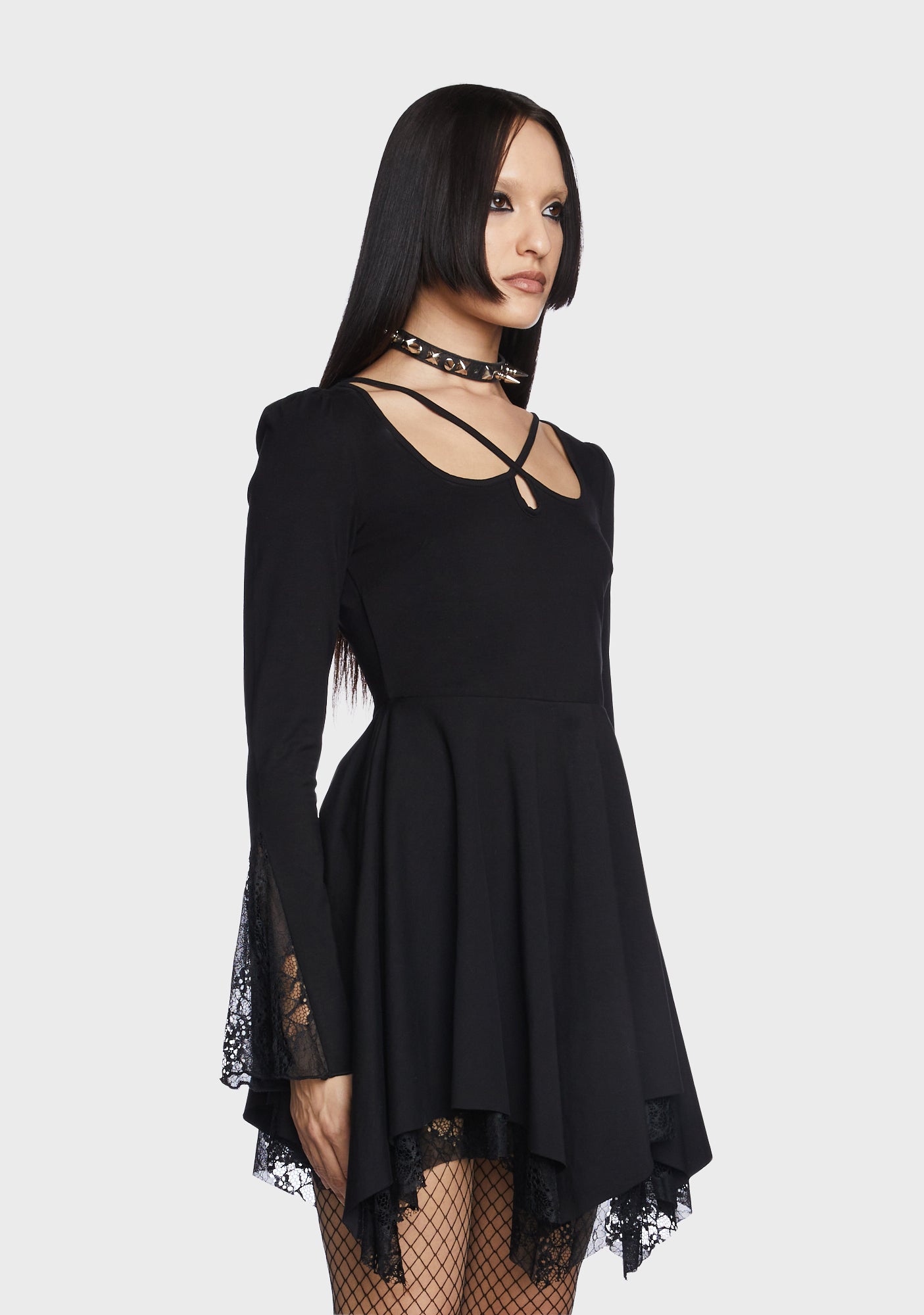 handkerchief hem mini dress Punk Rave Knit Handkerchief Hem Mini Dress