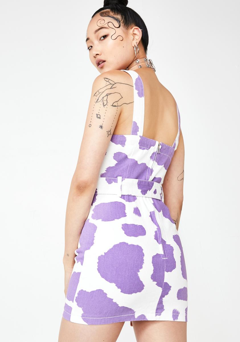 Jaded London Denim Cow Print Mini Dress – Dolls Kill