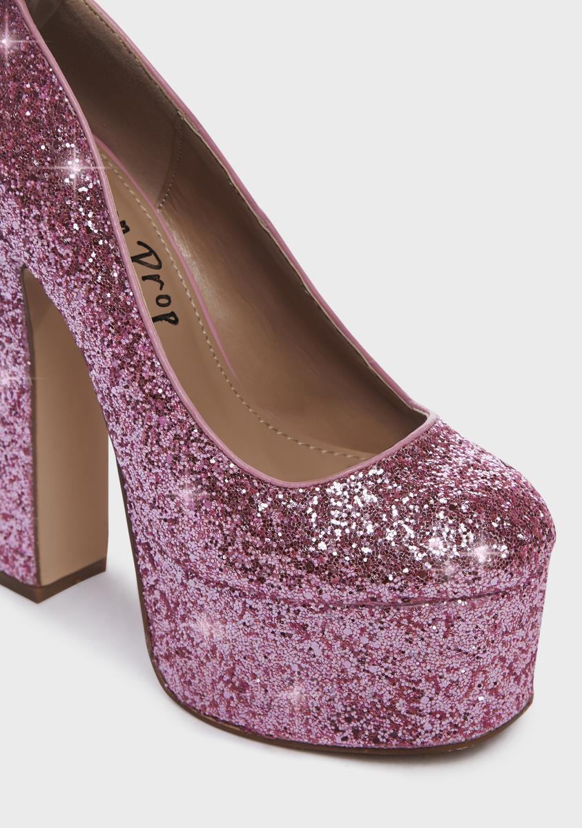 Heel IJver Oceanië Lemon Drop by Privileged Glitter Platform Closed Toe Heels - Pink – Dolls  Kill