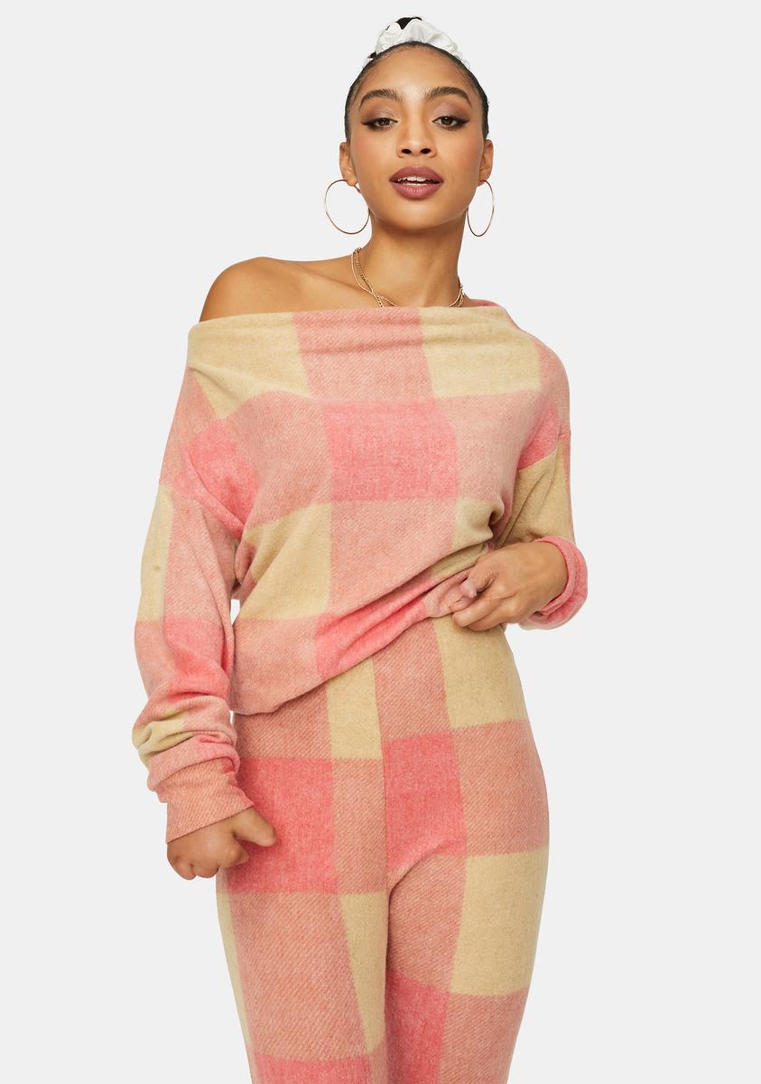 All Up In My Feels Plaid Sweater Set,All Products : American Fashion Style Bags On Sale