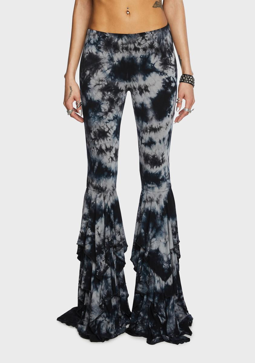 Widow Tie Dye Ruffle Flare Pants - Multi – Dolls Kill