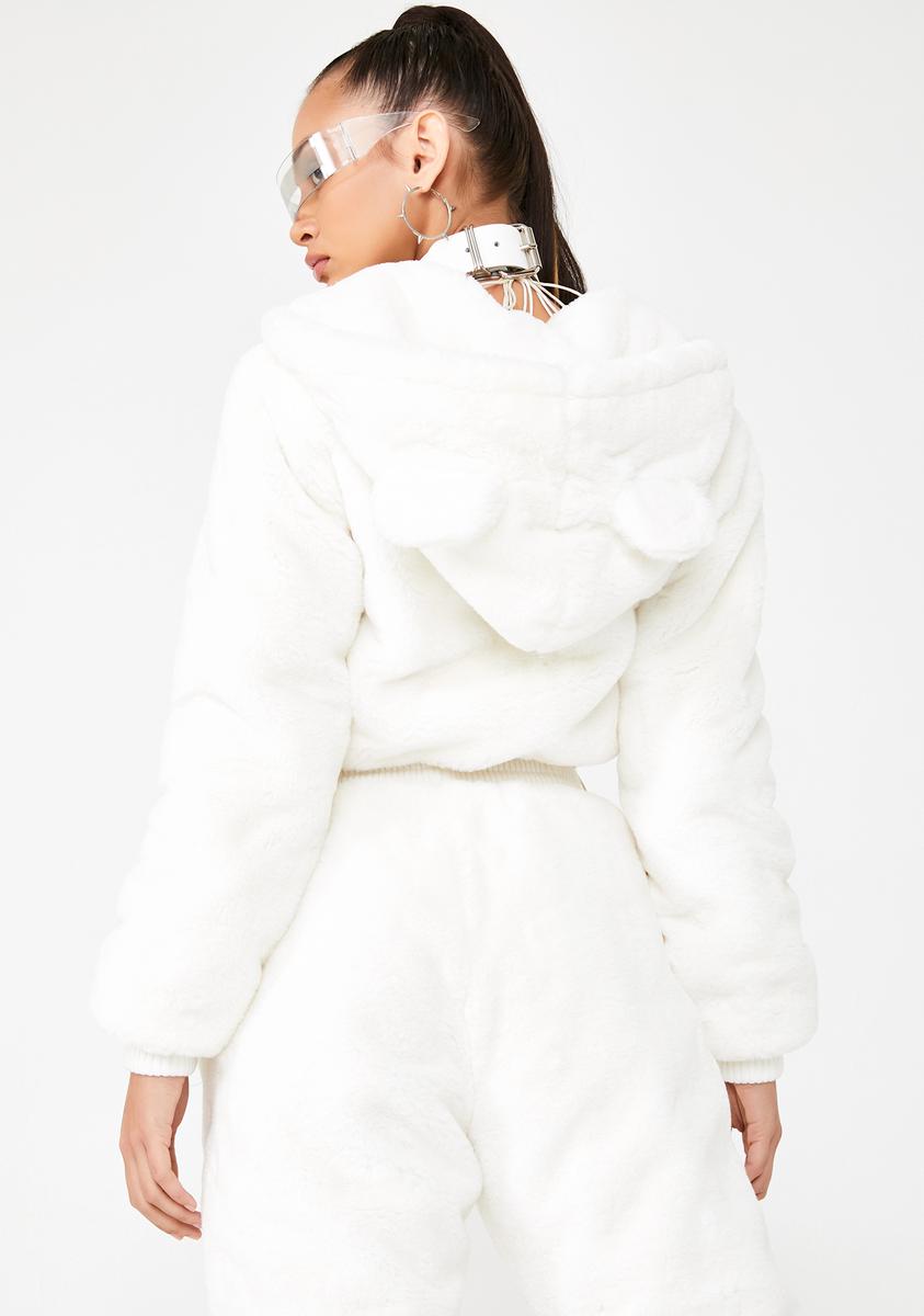Club Exx Light Up Furry Hoodie Bear Ears White Dolls Kill