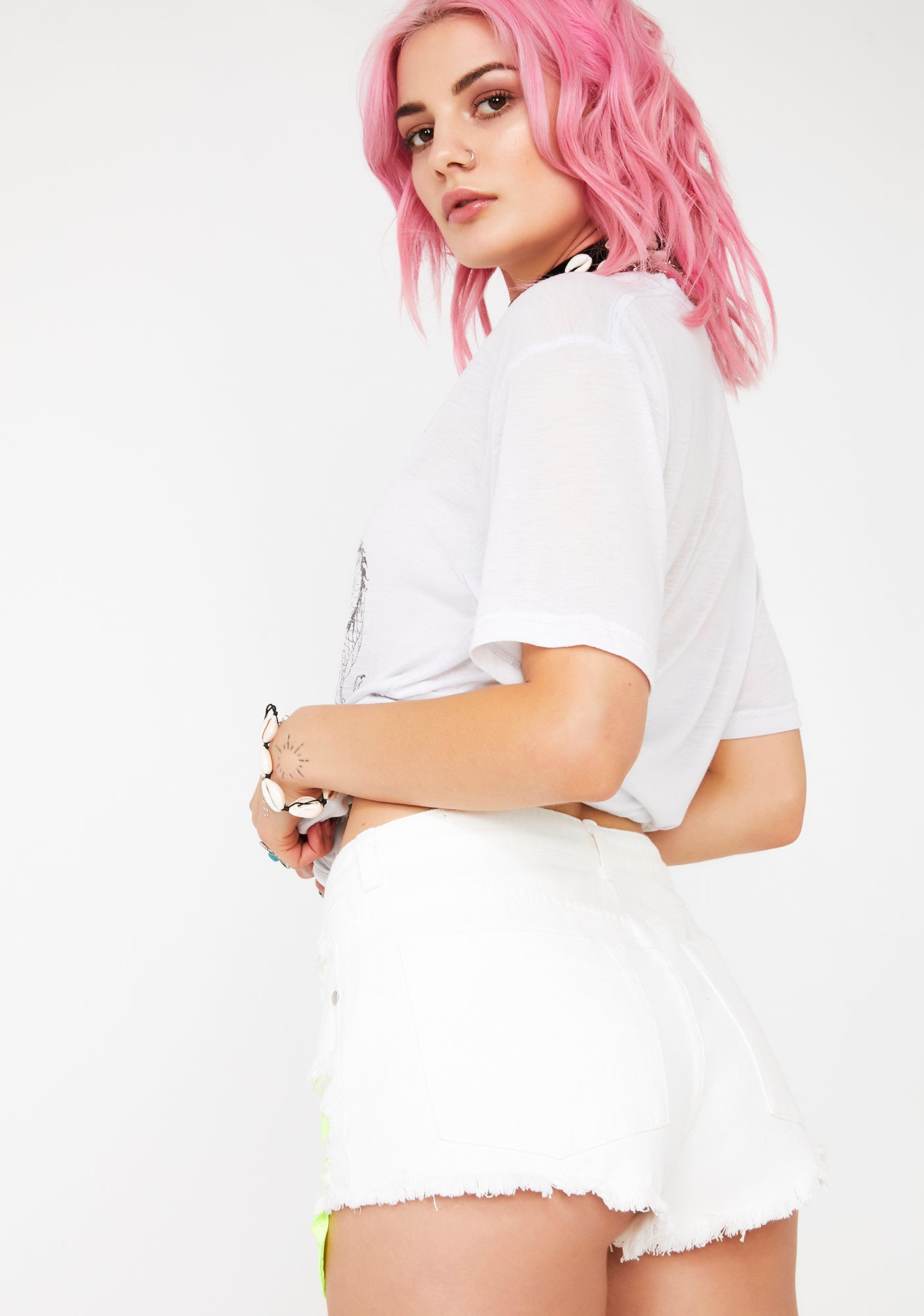 Nuclear Drip Denim Shorts Dolls Kill