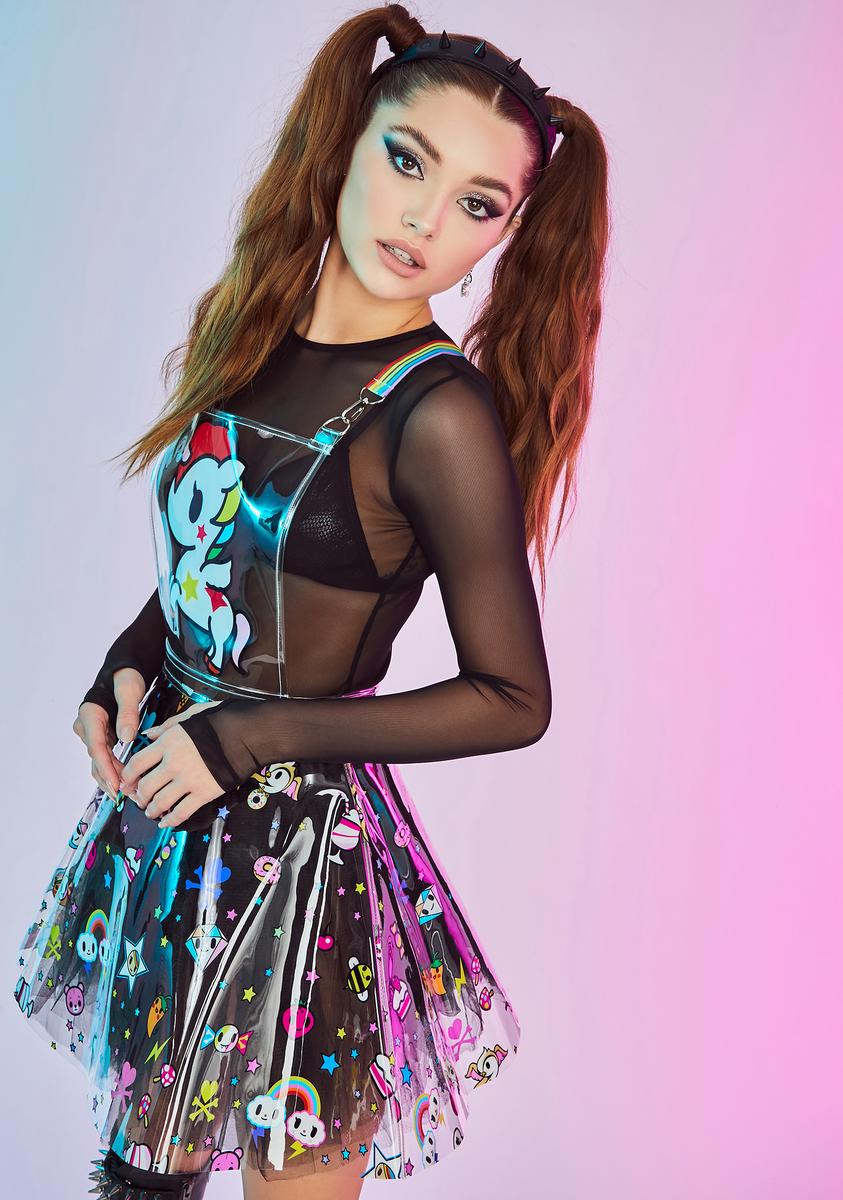 Dolls Kill x tokidoki Clear Sticker Print Overall Mini Dress